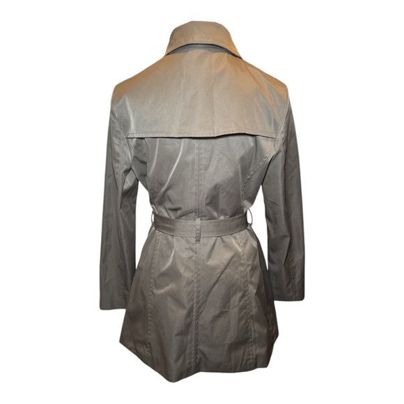 SANDRO Trench Coat Womens M Brown Taupe Rain Ruffle Belted Luxe City Girl - Picture 7 of 7